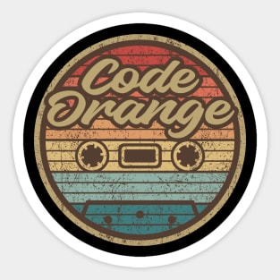 Code Orange Retro Cassette Circle Sticker
